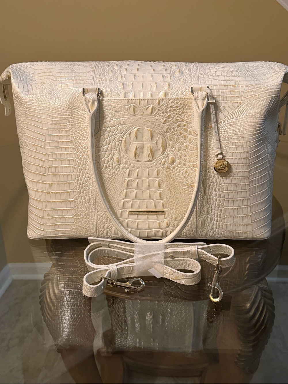 Brahmin Weekender Croc-embossed tote